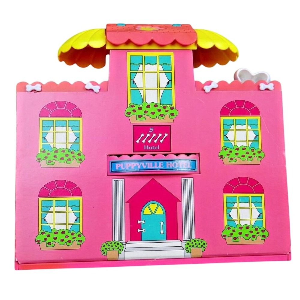 Vintage 1994 Hasbro Littlest Pet Shop Puppyville Hotel Pink‎ Playset House Case